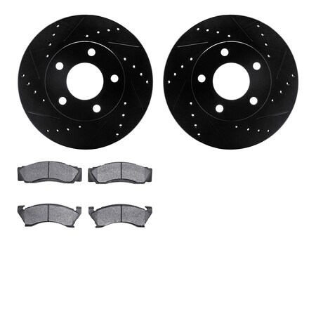 Dynamic Friction Company Rear Brake Rotors-Drilled and Slotted-Black with 5000 Advanced Brake Pads 8502-54003